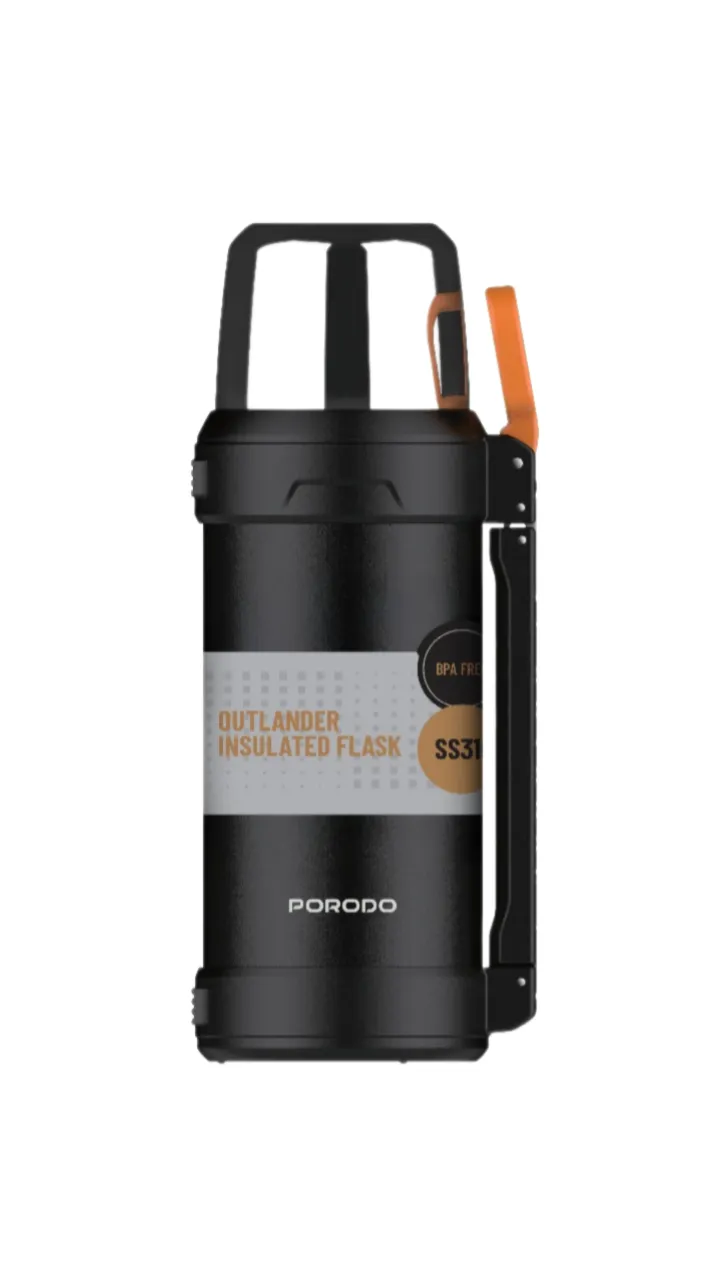 Porodo Lifestyle 2l Ss Vacuum Bottle With Handles - Black